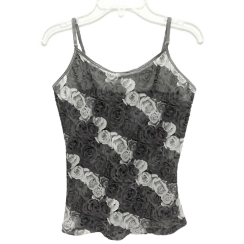 Black white & grey rose camisal tank size medium
